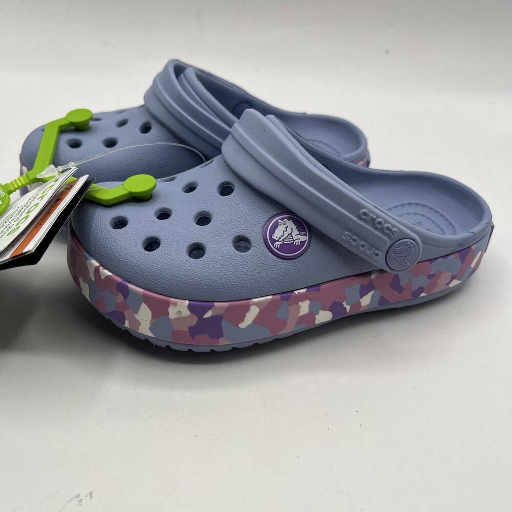 Crocs Kids' Crocband Glow Confetti Band Clog Purple Blue Haze/Multi Size C10